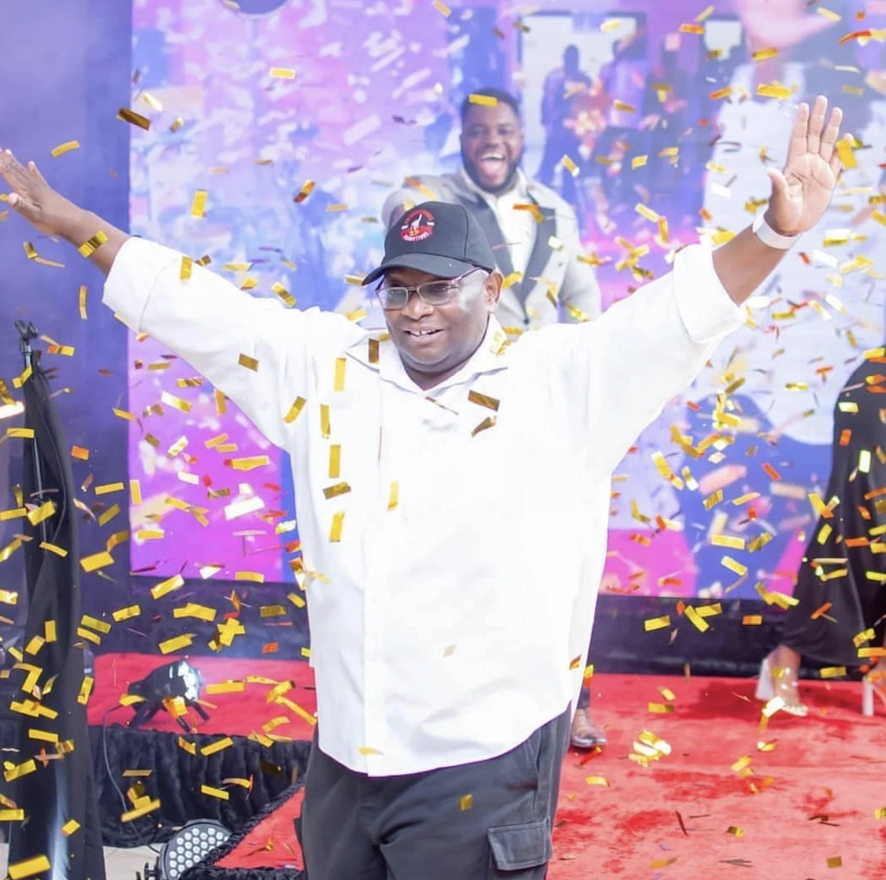 A celebratory moment on stage